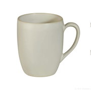 Weiße Tasse mit Henkel, seitliche Perspektive