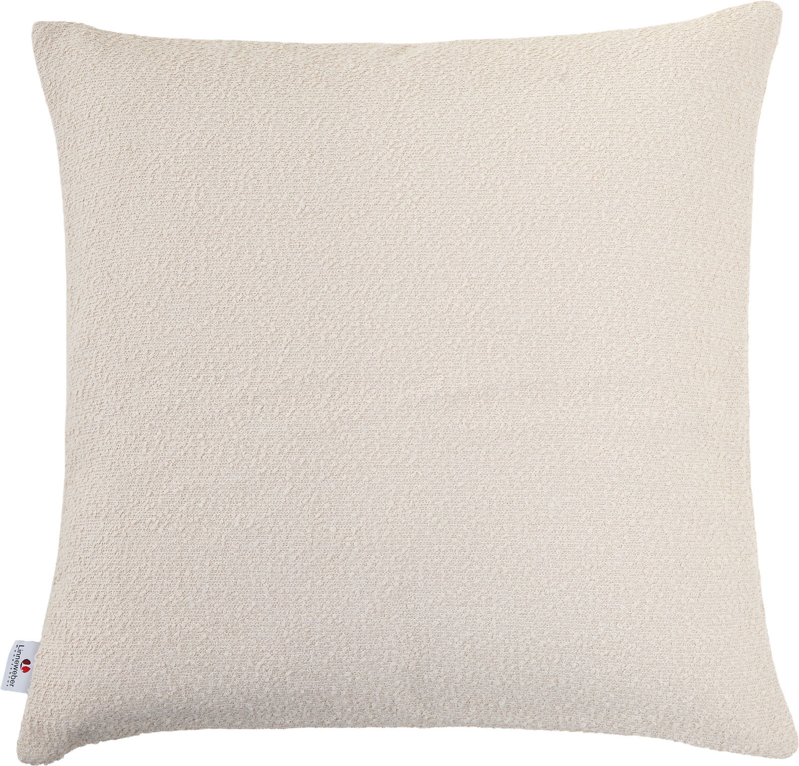 Beiges Outdoor-Kissen in Nahaufnahme, quadratisch, mit strukturierter Oberfläche, Frontalansicht
