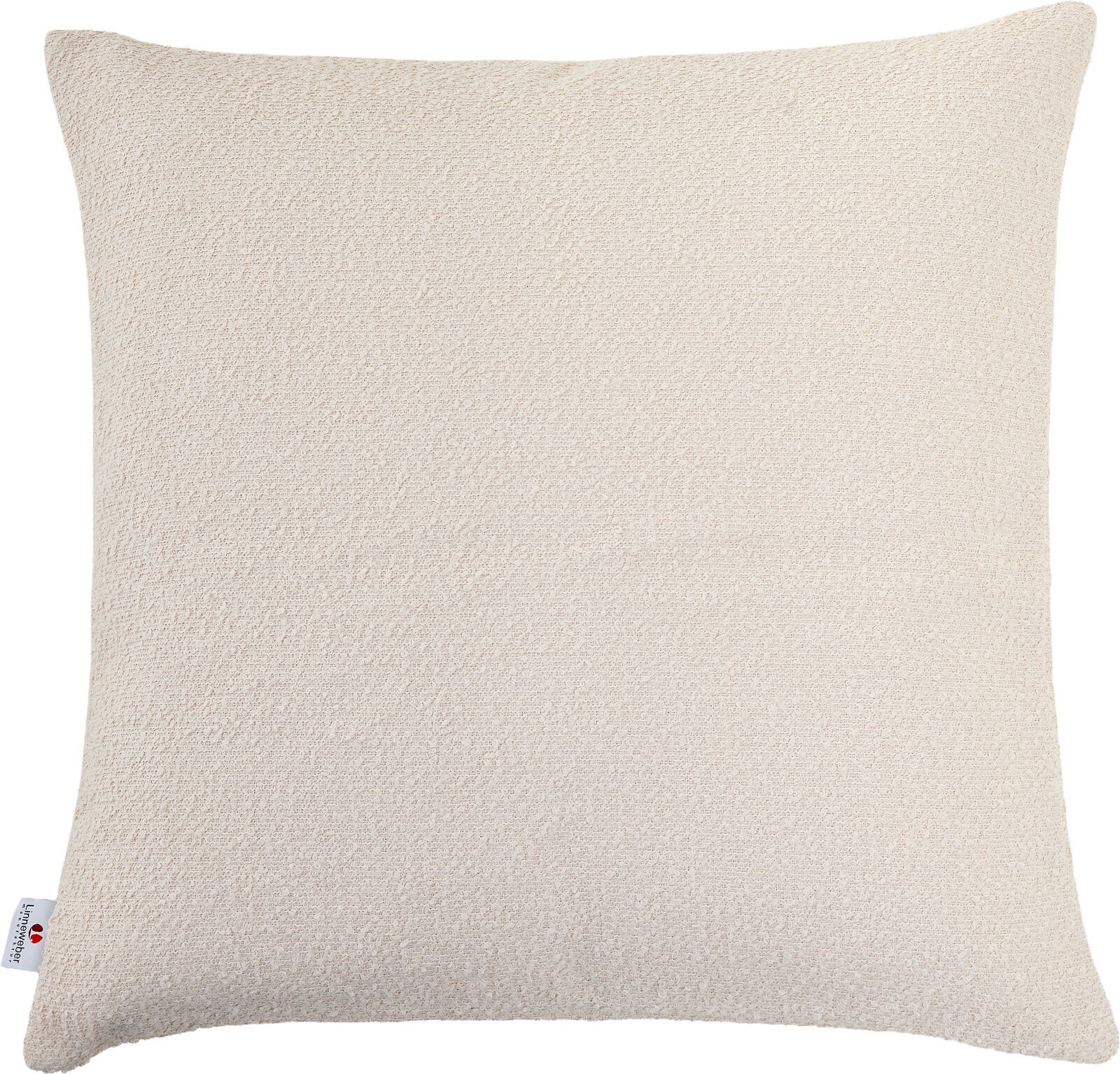 Beiges Outdoor-Kissen in Nahaufnahme, quadratisch, mit strukturierter Oberfläche, Frontalansicht