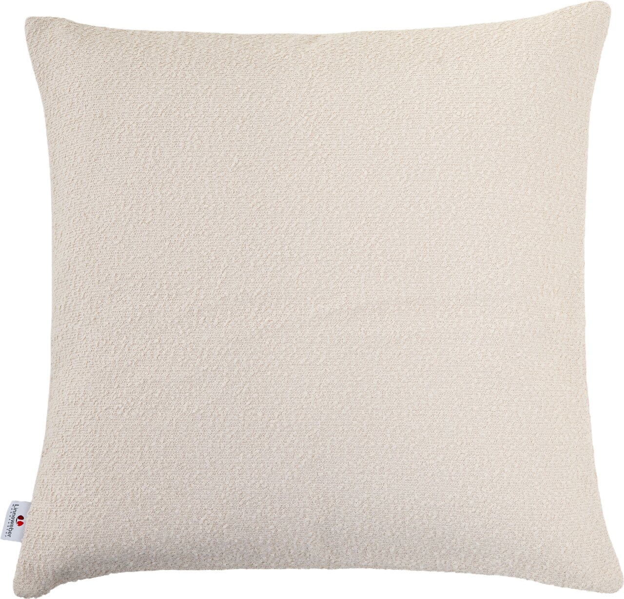Beige buitenkussen in close-up, vierkant, met gestructureerd oppervlak, vooraanzicht
