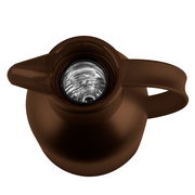 Braune Isolierkanne Samba QP 1,0l von oben betrachtet, mit sichtbarem Innenraum.