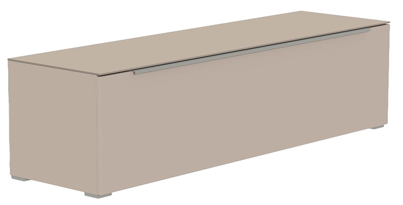 TV-Lowboard in beige aus seitlicher Perspektive