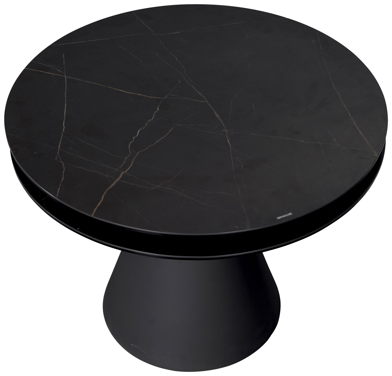 Dieter Knoll Couchtisch SALERNO Runder Couchtisch mit schwarzer Marmoroptik, von oben betrachtet.