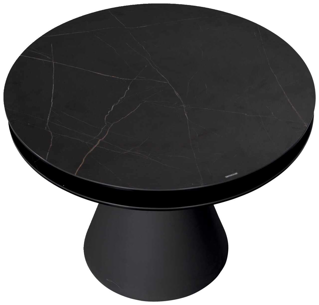 Dieter Knoll Couchtisch SALERNO Runder Couchtisch mit schwarzer Marmoroptik, von oben betrachtet.