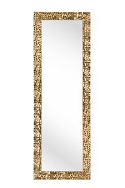 Rechteckiger Spiegel mit goldfarbenem, glitzerndem Rahmen, frontal abgebildet.