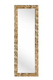 Rechteckiger Spiegel mit goldfarbenem, glitzerndem Rahmen, frontal abgebildet.
