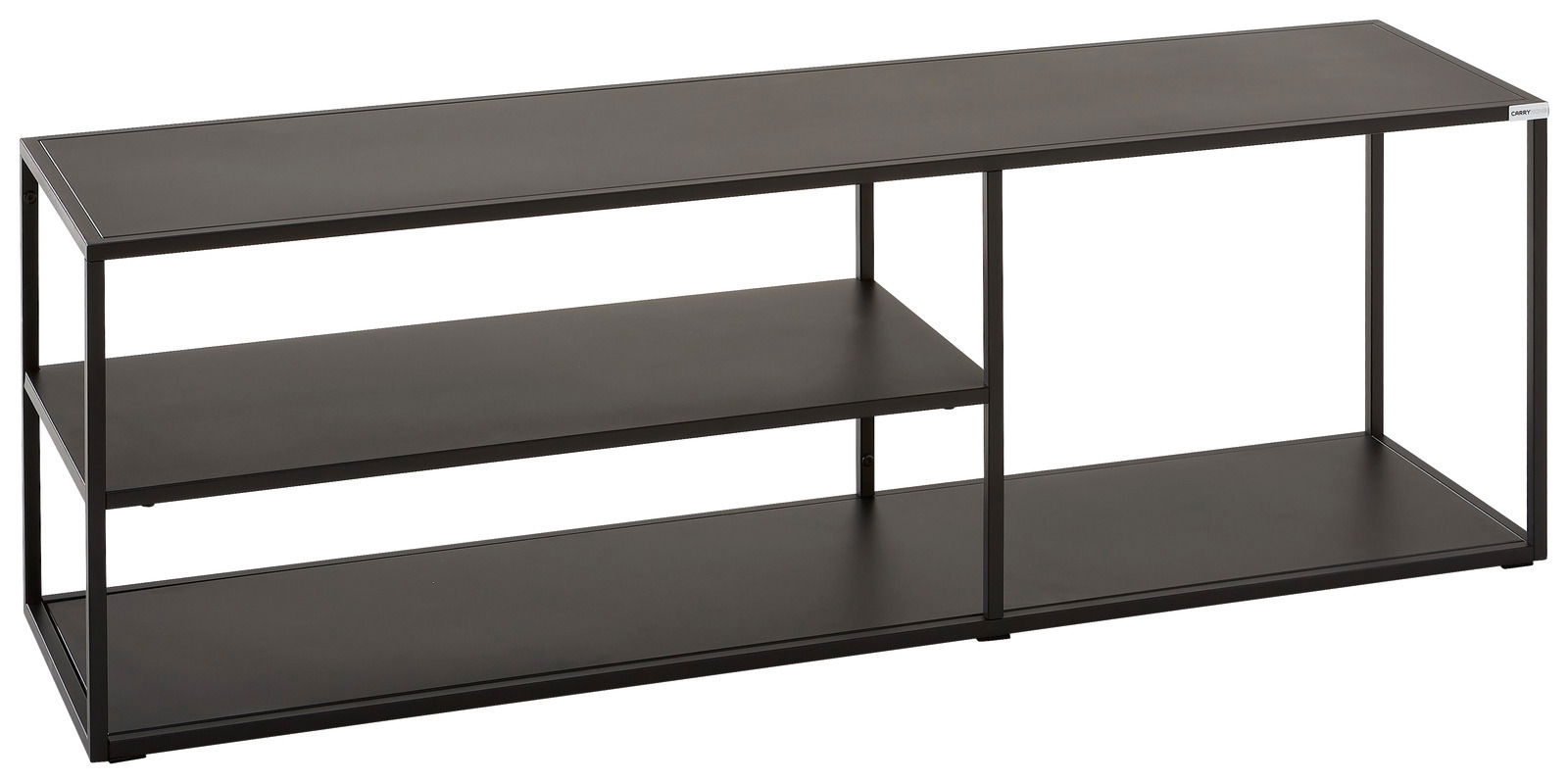 Carryhome TV-Regalelement NILS Schwarzes TV-Regalelement mit drei Ebenen, seitliche Perspektive