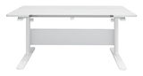 Moderner weißer Schreibtisch mit höhenverstellbaren Beinen, Frontansicht
