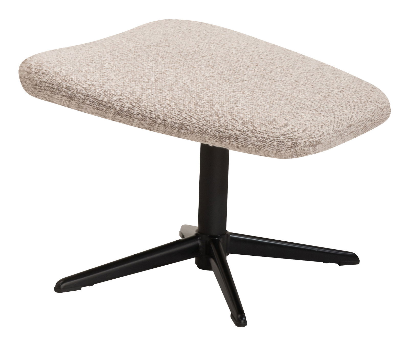 Welnova Hocker ASGER Moderner Hocker mit beigem Stoffbezug und schwarzem Metallfuß, seitliche Perspektive