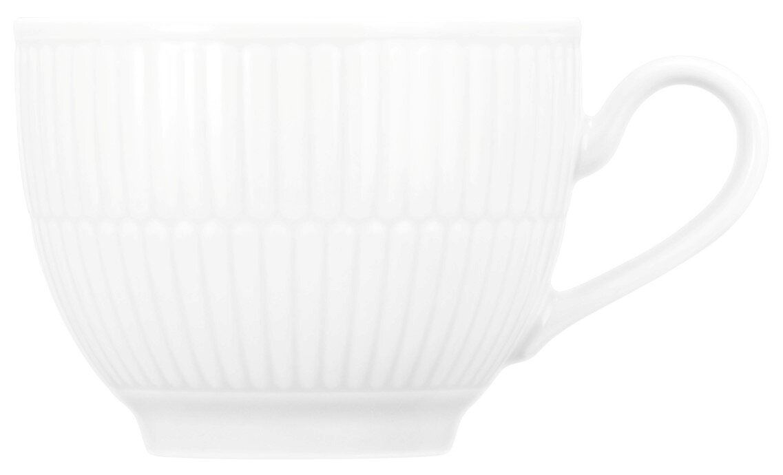 Seltmann Weiden Koffiekopje AMINA Weiße Kaffeetasse mit geriffeltem Design, seitliche Perspektive