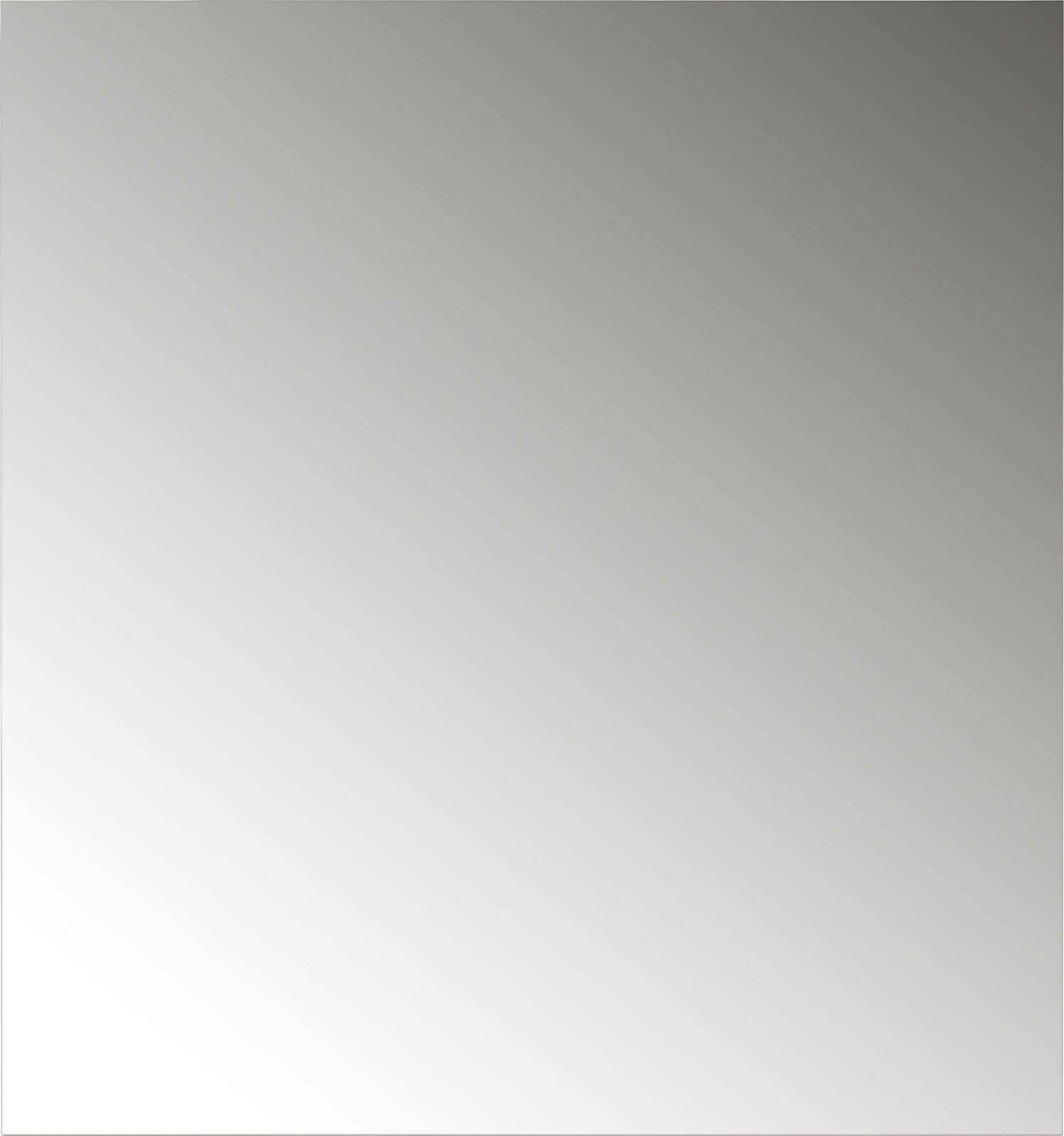 Moderner rechteckiger Spiegel in Frontalansicht mit leichtem Farbverlauf von hell nach dunkel.