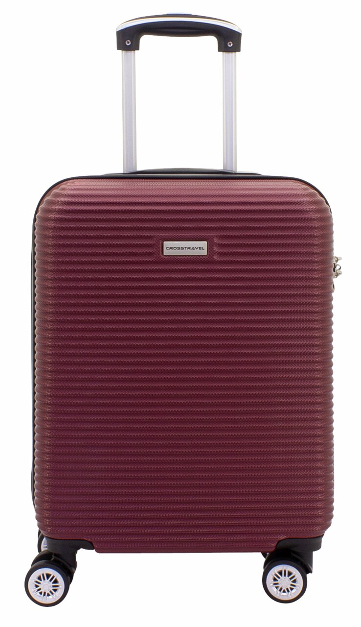 Burgunderfarbener Trolley mit ausziehbarem Griff und vier Rollen, Vorderansicht