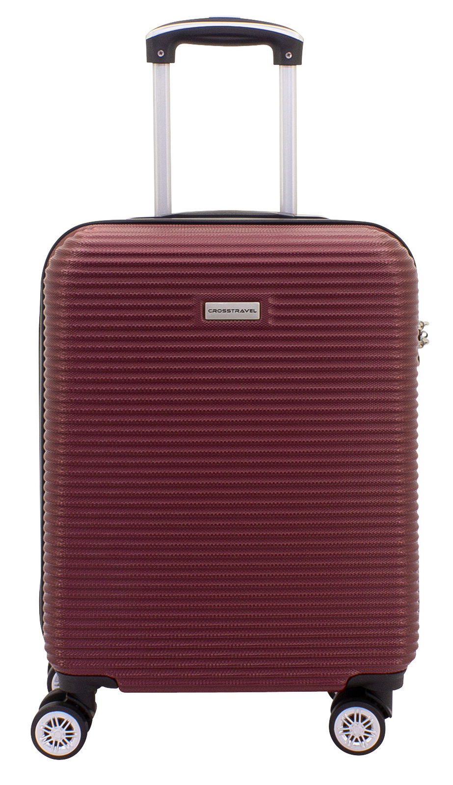 Burgunderfarbener Trolley mit ausziehbarem Griff und vier Rollen, Vorderansicht