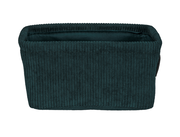 Dunkelgrüner Badkorb Anela mini, rechteckig, aus geripptem Stoff, Frontalansicht