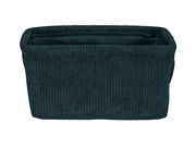 Dunkelgrüner Badkorb Anela mini, rechteckig, aus geripptem Stoff, Frontalansicht