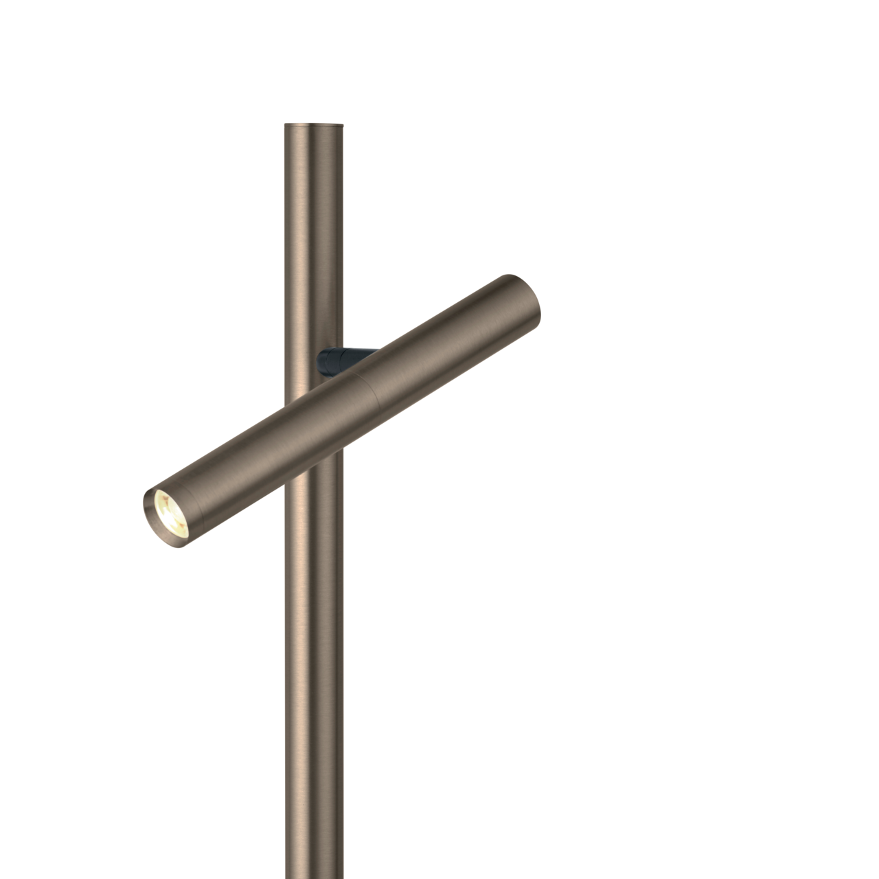 LED-Tischleuchte in seitlicher Perspektive mit modernem, schlankem Design und verstellbarem Leuchtarm.