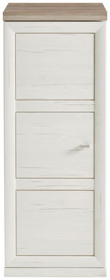 Schmaler Aktenschrank 3OH in heller Holzoptik, Frontalansicht