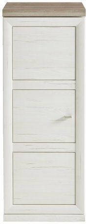 Schmaler Aktenschrank 3OH in heller Holzoptik, Frontalansicht