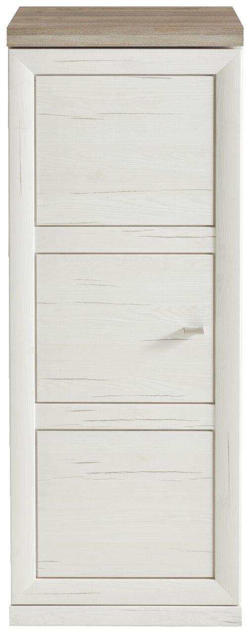 Schmaler Aktenschrank 3OH in heller Holzoptik, Frontalansicht