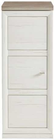 Schmaler Aktenschrank 3OH in heller Holzoptik, Frontalansicht