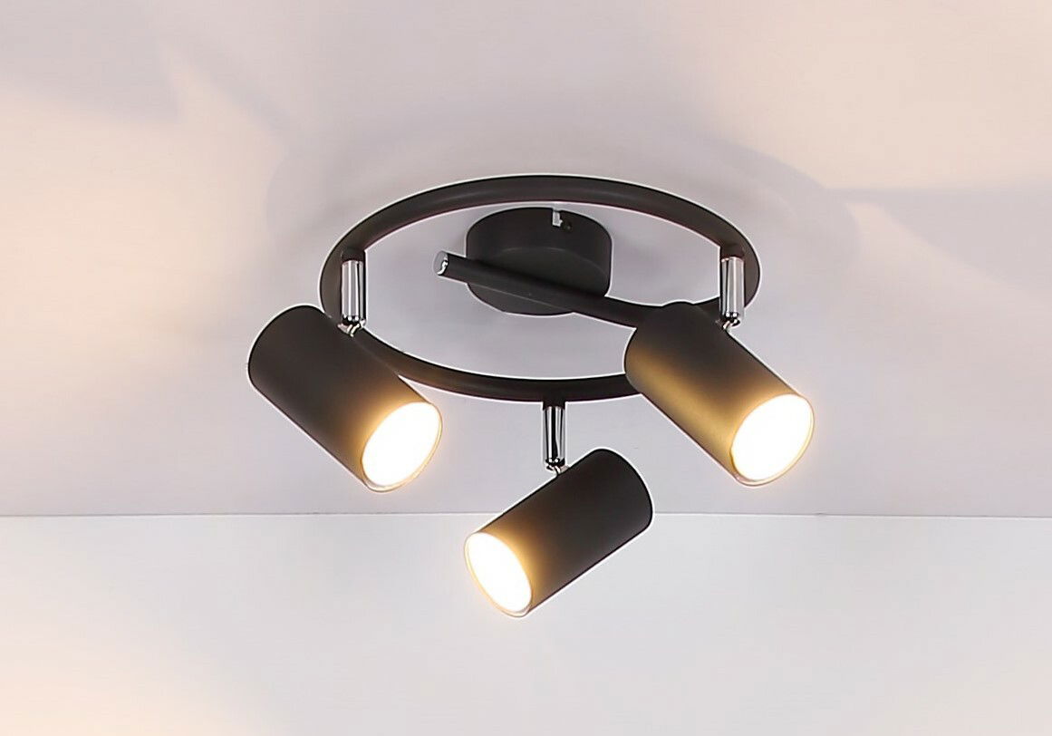 Globo Lighting Strahler ALLVI Deckenstrahler mit drei verstellbaren schwarzen Leuchten, Ansicht von unten.