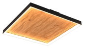 Moderne plafondlamp met houtlook, zijaanzicht