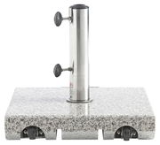 Granit-Trolley-Sockel mit Edelstahlrohr und Rollen, Frontalansicht