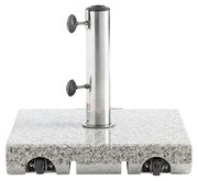 Granit-Trolley-Sockel mit Edelstahlrohr und Rollen, Frontalansicht
