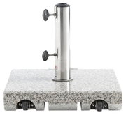Granit-Trolley-Sockel mit Edelstahlrohr und Rollen, Frontalansicht