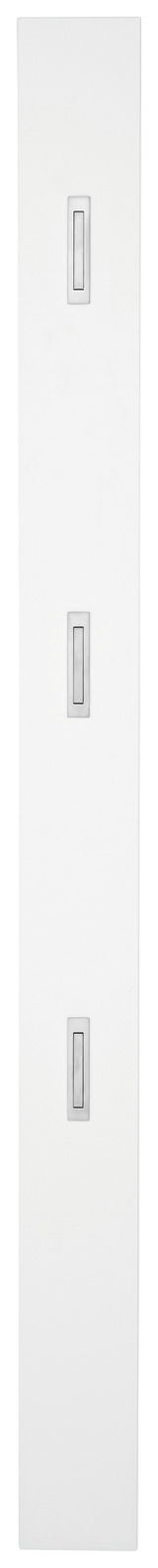 Weißes Garderobenpaneel mit drei Haken, Frontalansicht