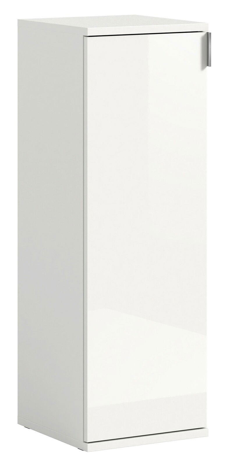 MID.YOU Kommode PROJEKT X Weiße, schmale Kommode mit einer Tür, seitliche Perspektive