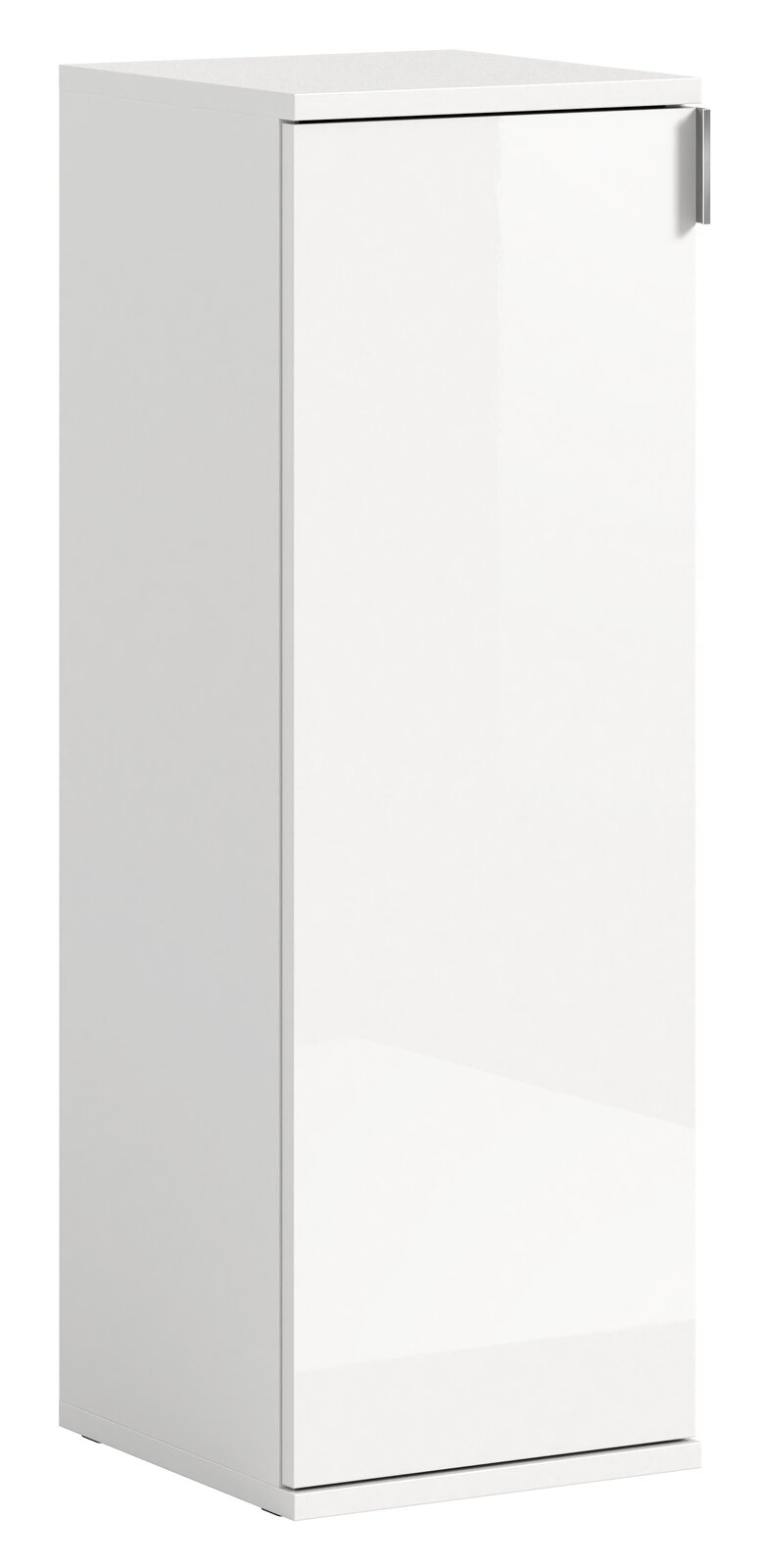 MID.YOU Kommode PROJEKT X Weiße, schmale Kommode mit einer Tür, seitliche Perspektive