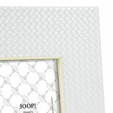 Weißer Bilderrahmen 13x18 cm mit elegantem, gewebtem Muster, Nahaufnahme