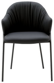 Moderner schwarzer Armlehnstuhl aus Leder, Vorderansicht