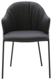 Moderner schwarzer Armlehnstuhl aus Leder, Vorderansicht