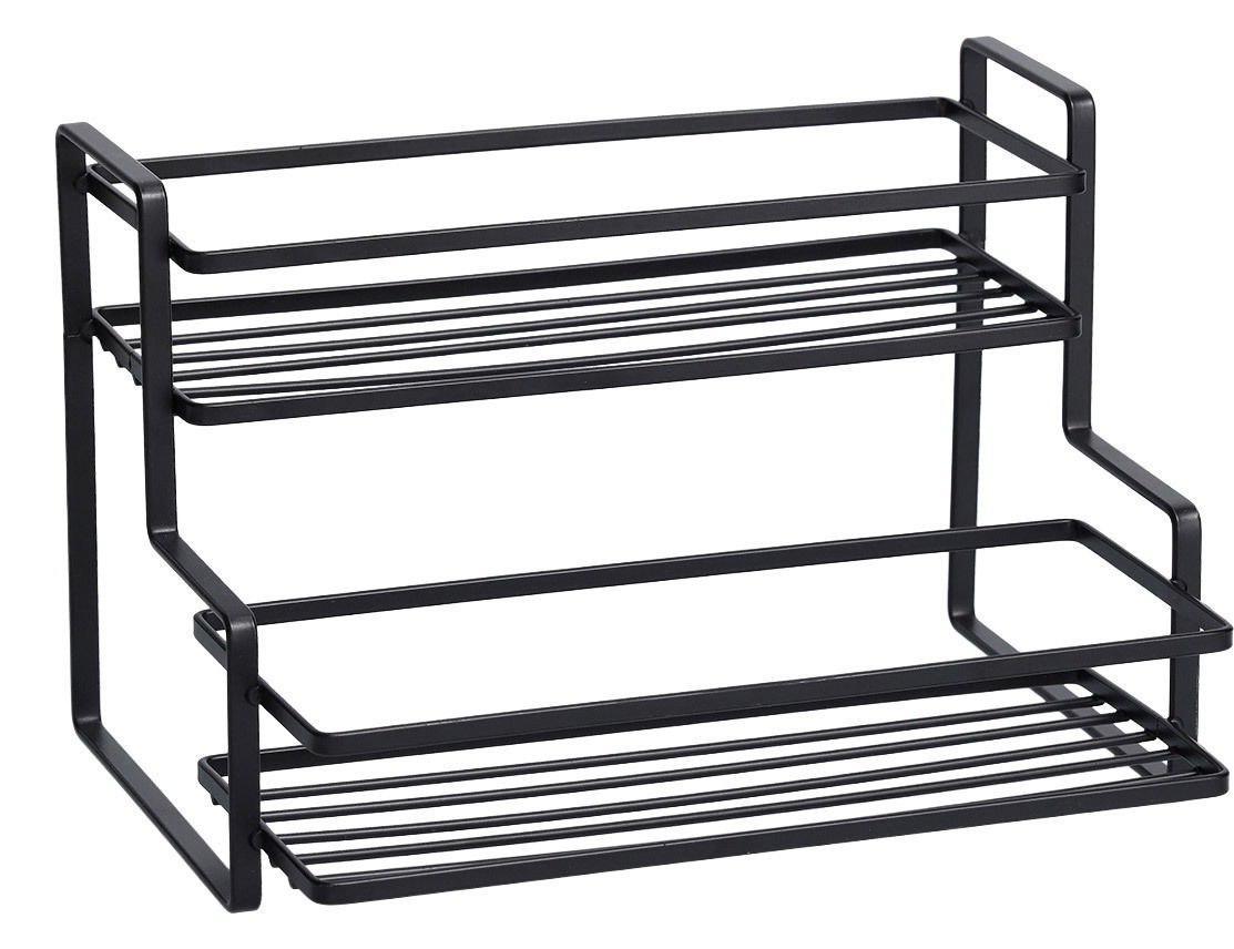 Zeller Present Regal Schwarzes dreistufiges Metallregal, seitliche Perspektive