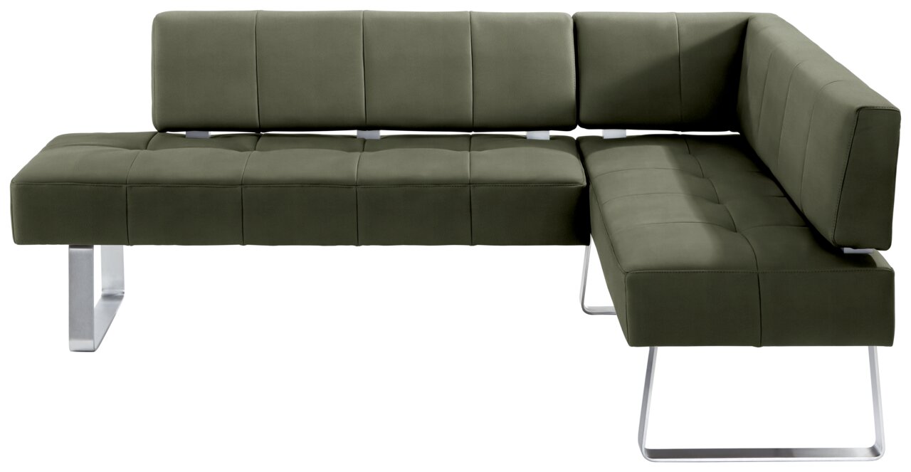 Moderano Eckbank LUPO II Grüne Eckbank mit modernem Design und Metallbeinen, Perspektive von vorne