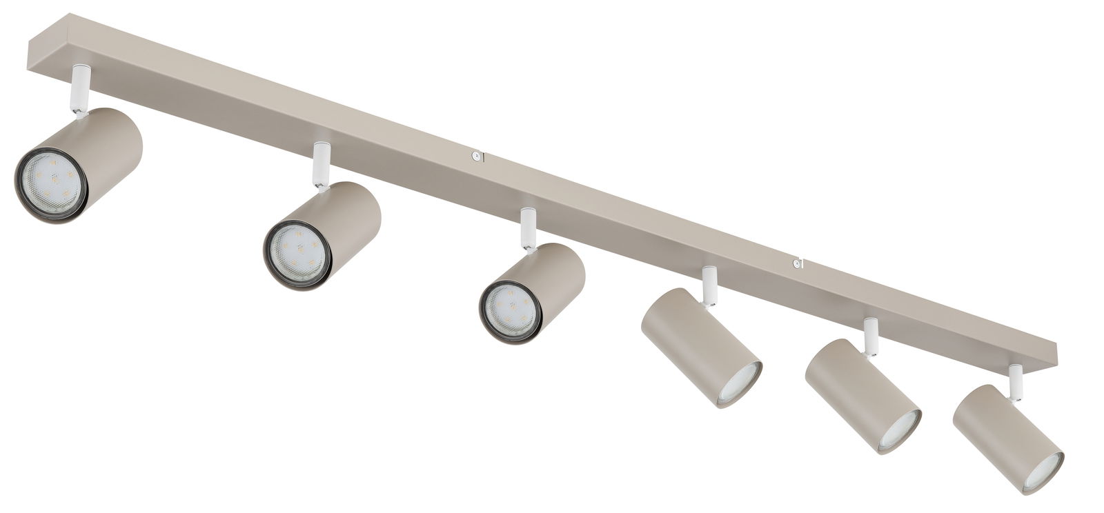 Sechsflammiger Deckenstrahler in moderner, schräger Perspektive