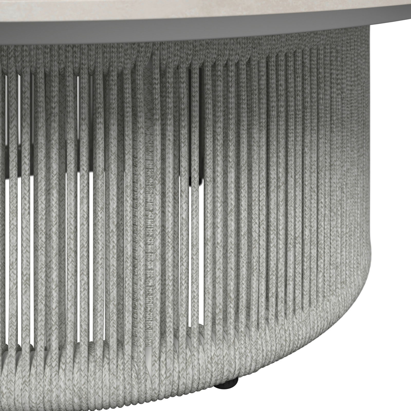 Detailansicht eines Loungegarnitur-Sets mit geflochtenem Seil-Design.