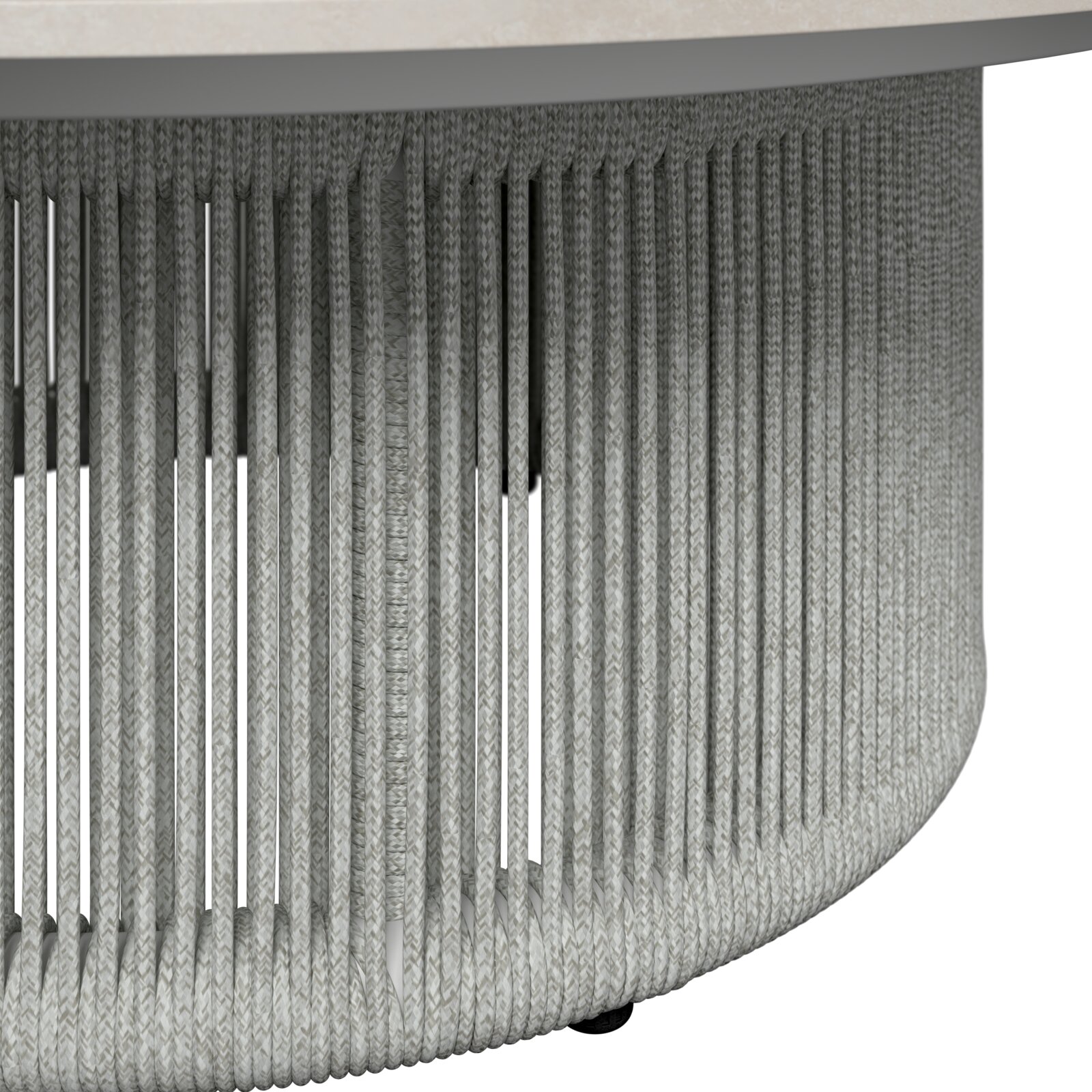 Detailansicht eines Loungegarnitur-Sets mit geflochtenem Seil-Design.