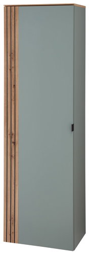 Garderoben-Hängeschrank DIANA von Voleo in grauer Farbe mit Holzakzenten, Frontalansicht