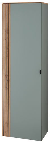 Garderoben-Hängeschrank DIANA von Voleo in grauer Farbe mit Holzakzenten, Frontalansicht