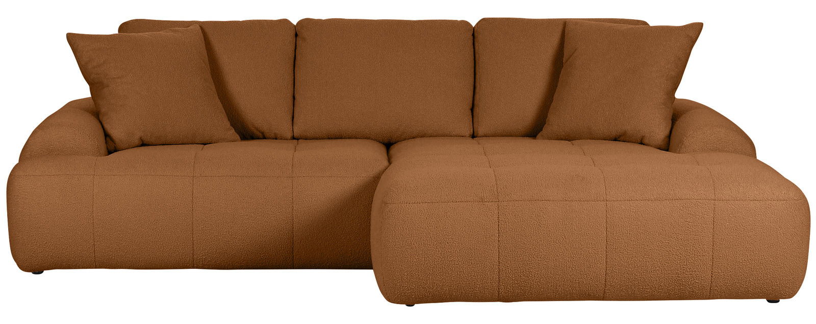 Braunes Ecksofa mit weichen Kissen, Vorderansicht