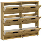 Schuhkipper aus Holz mit sechs Klappen, perspektivische Ansicht von vorne