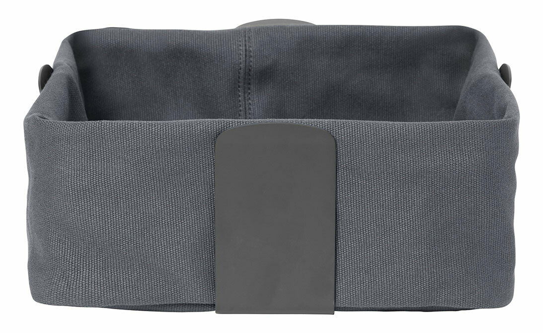 Grauer Brotkorb aus Stoff mit magnetischem Verschluss, Vorderansicht