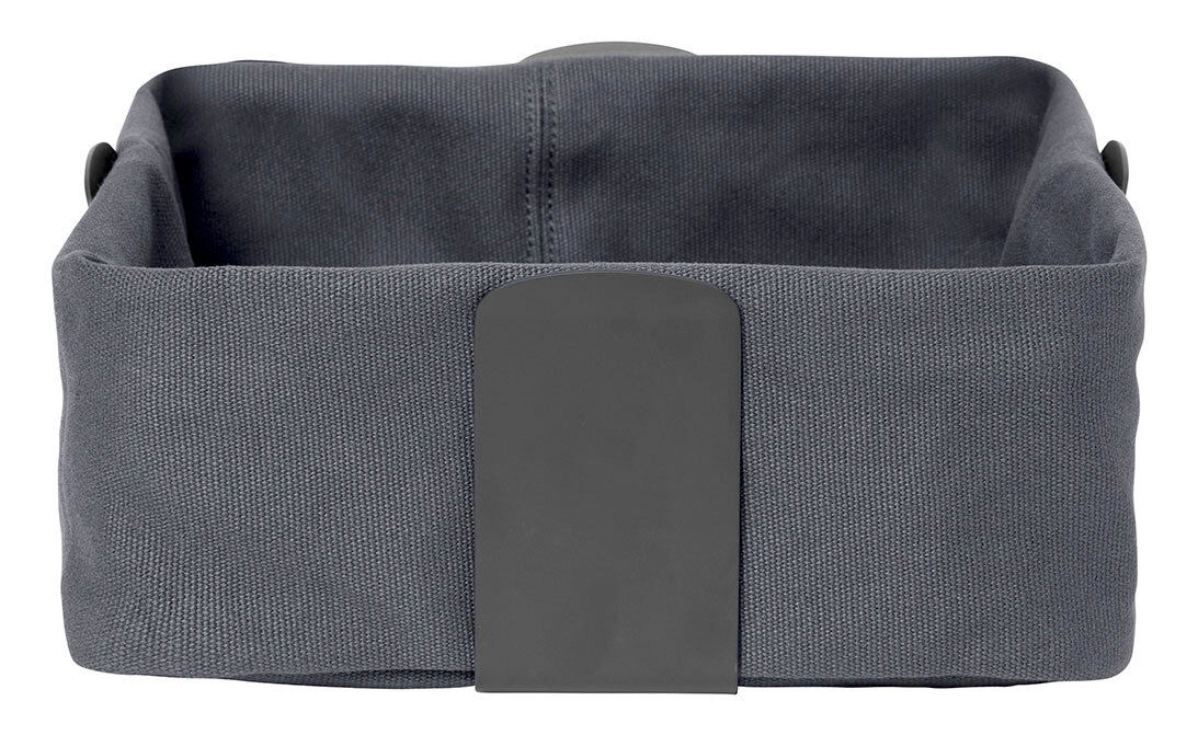 Grauer Brotkorb aus Stoff mit magnetischem Verschluss, Vorderansicht