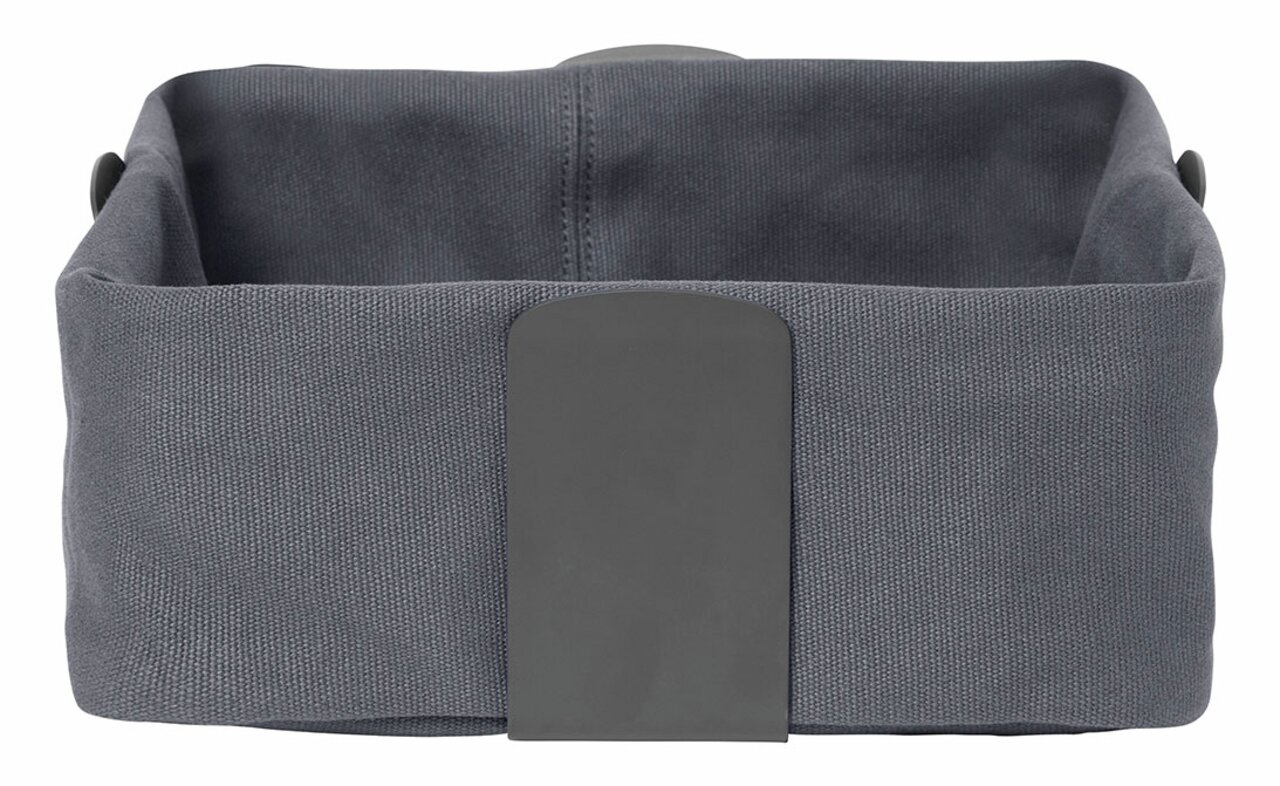 Grauer Brotkorb aus Stoff mit magnetischem Verschluss, Vorderansicht