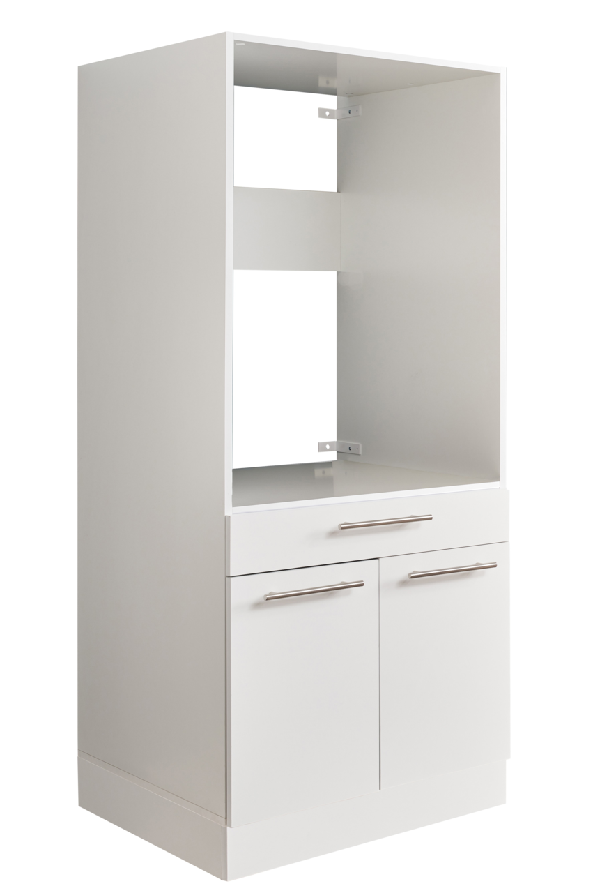 XORA Geräteschrank mit Absturzsicherung PRIMUS Weißer Geräteschrank mit zwei Türen und einer Schublade, seitliche Perspektive