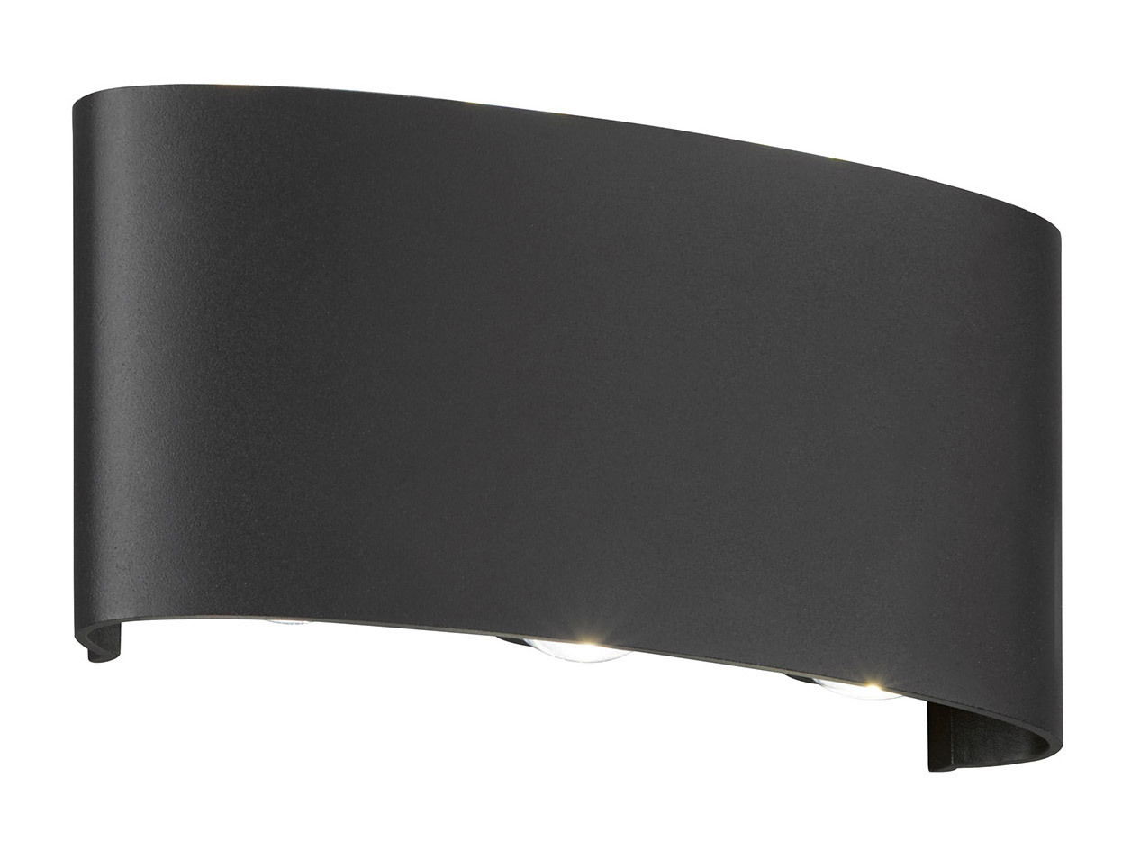 Moderne schwarze Wandleuchte aus seitlicher Perspektive