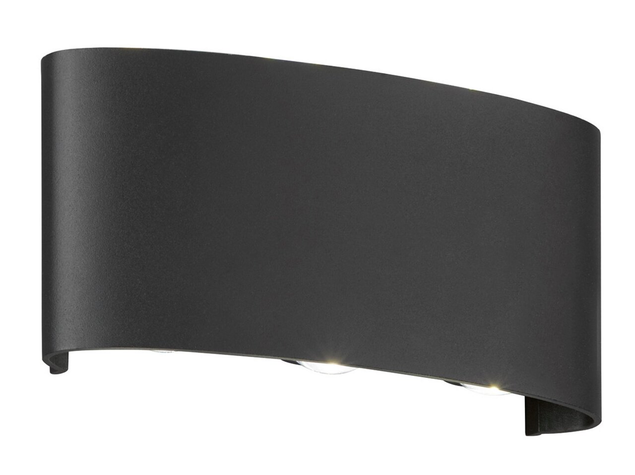 Moderne schwarze Wandleuchte aus seitlicher Perspektive